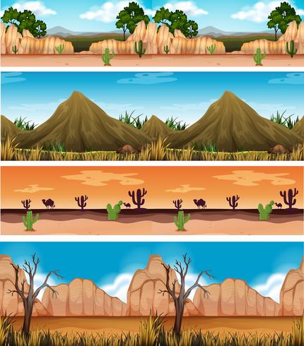 Vier verschiedene schöne Wüstenlandschaft vektor
