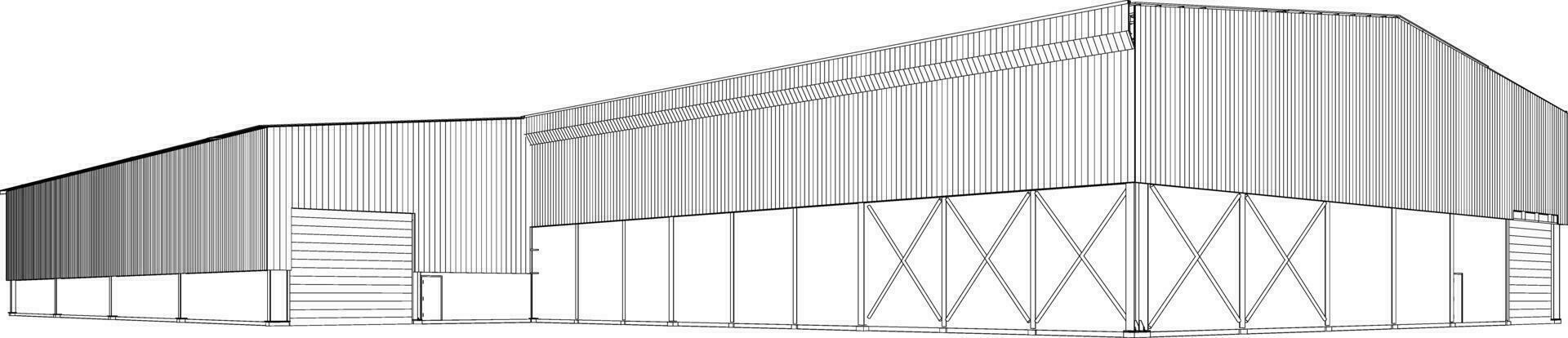 3d illustration av industriell byggnad vektor