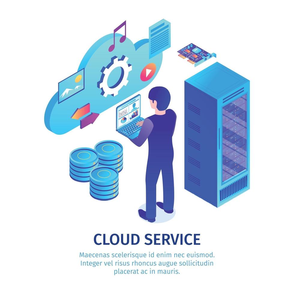 Cloud-Hosting-Service-Hintergrund-Vektor-Illustration vektor