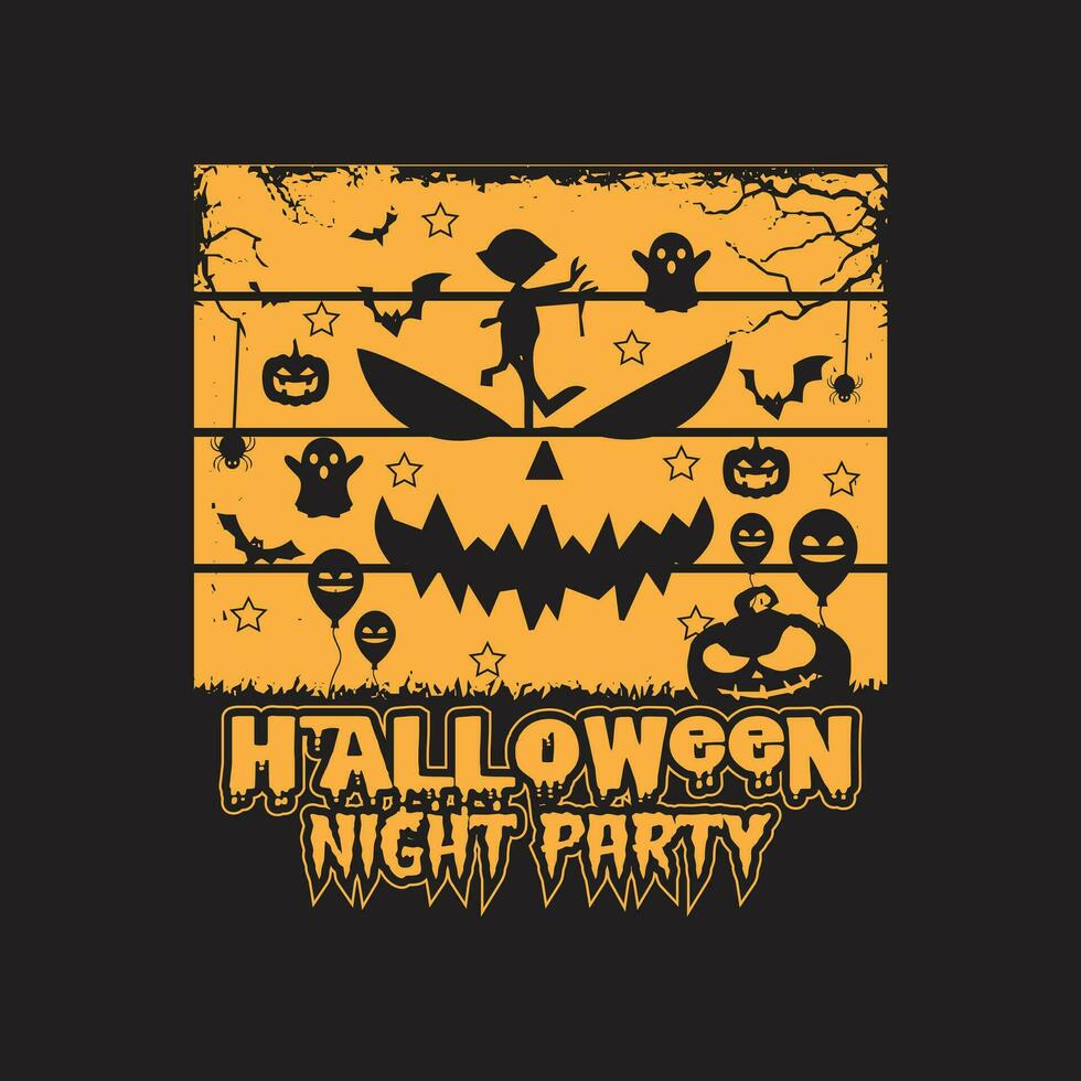 halloween natt fest t-shirt vektor mall design