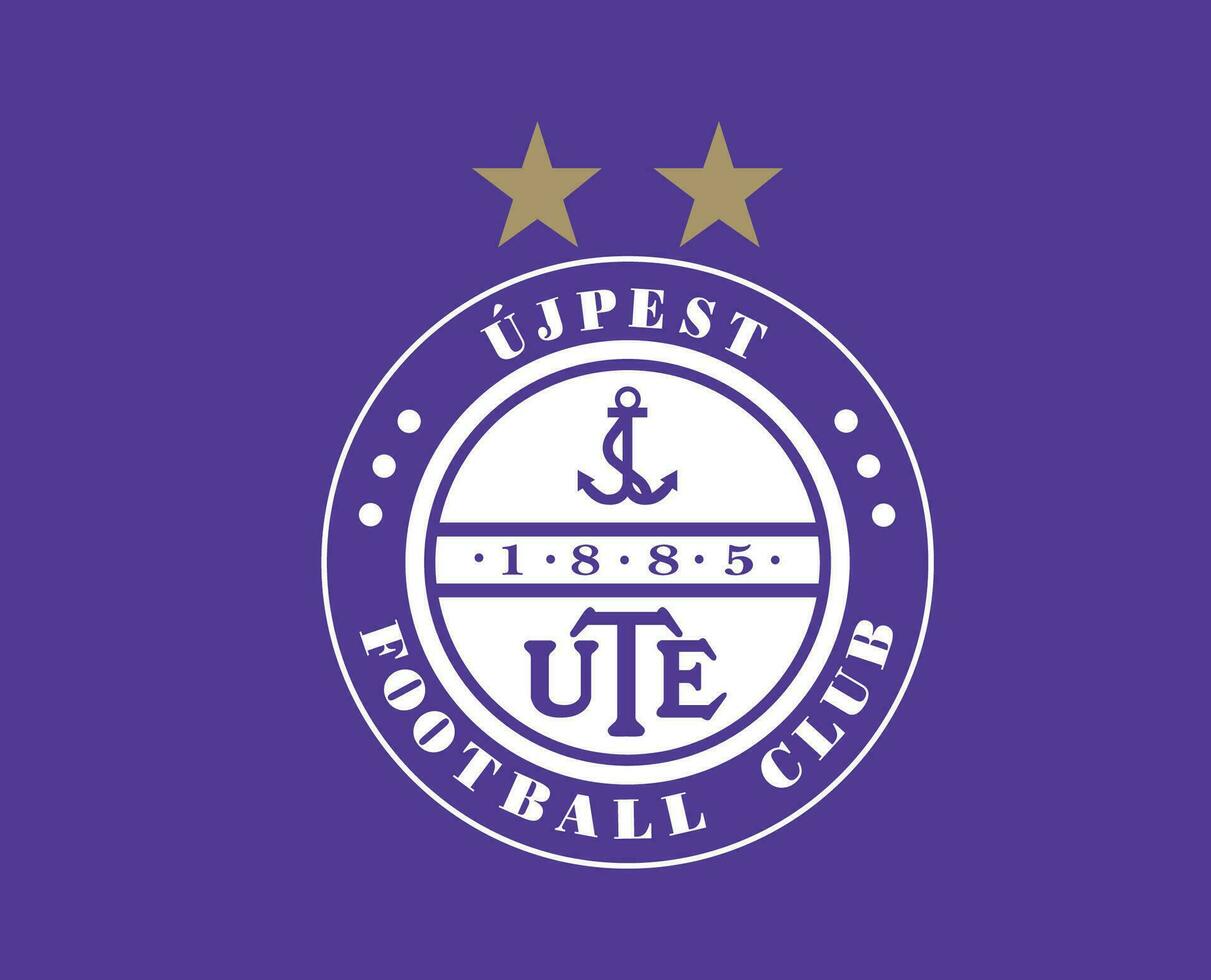 ujpest fc klubb logotyp symbol grekland liga fotboll abstrakt design vektor illustration med lila bakgrund