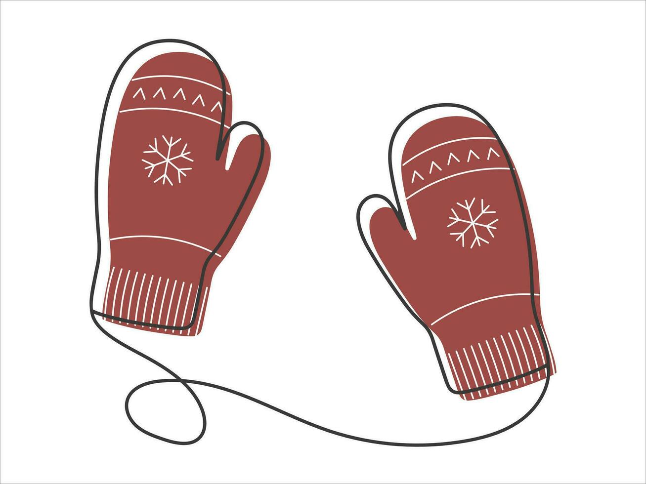Gekritzel Stil Winter Fäustlinge. Farbe Vektor Hand gezeichnet Illustration von Winter Kleider