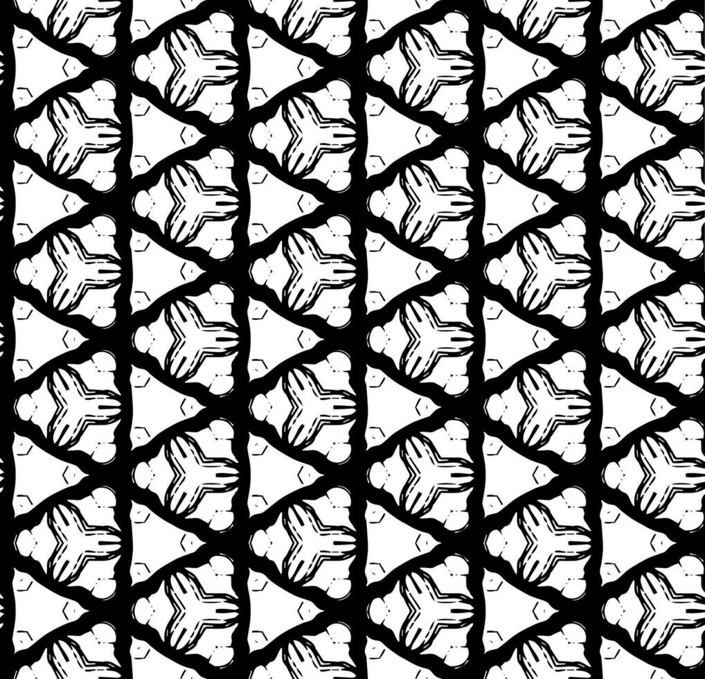 svart och vit sömlös abstrakt mönster. bakgrund och bakgrund. gråskale dekorativ design. mosaik- ornament. vektor grafisk illustration.