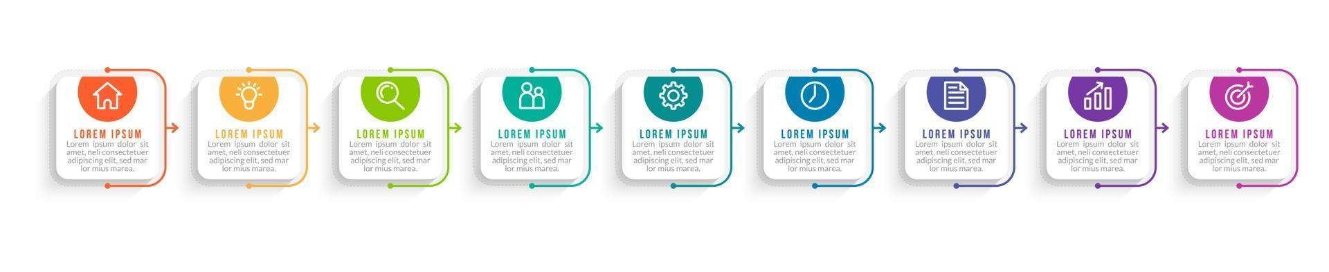 vektor infografisk design med ikoner och 9 alternativ eller steg