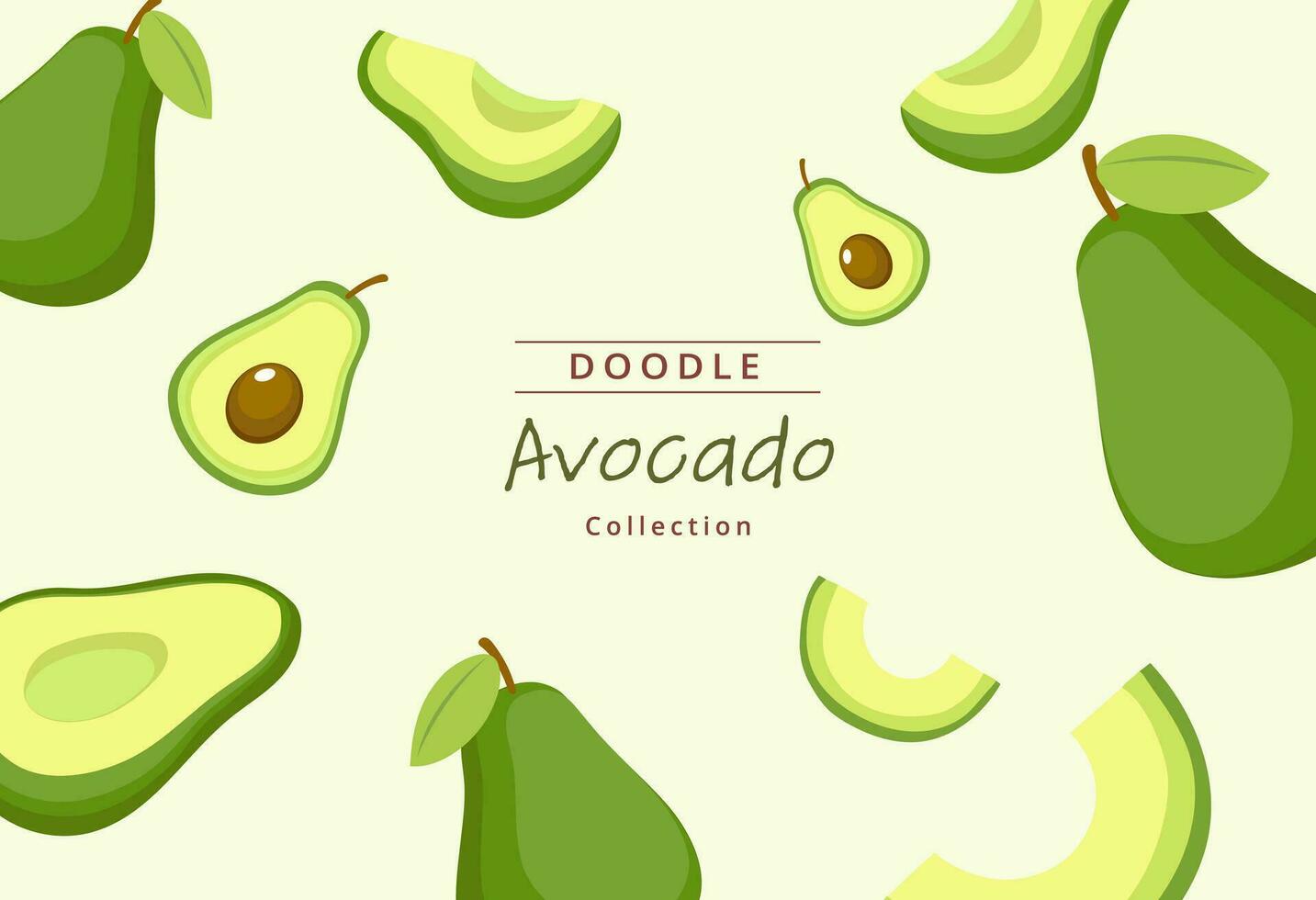 Vektor Über Hand gezeichnet Avocado Sammlung