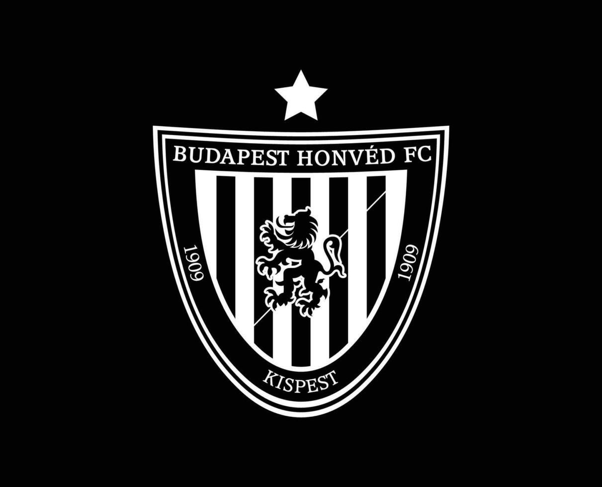 budapest honved fc klubb logotyp symbol vit ungern liga fotboll abstrakt design vektor illustration med svart bakgrund