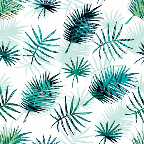 Seamless exotiskt mönster med tropiska palmblad. vektor