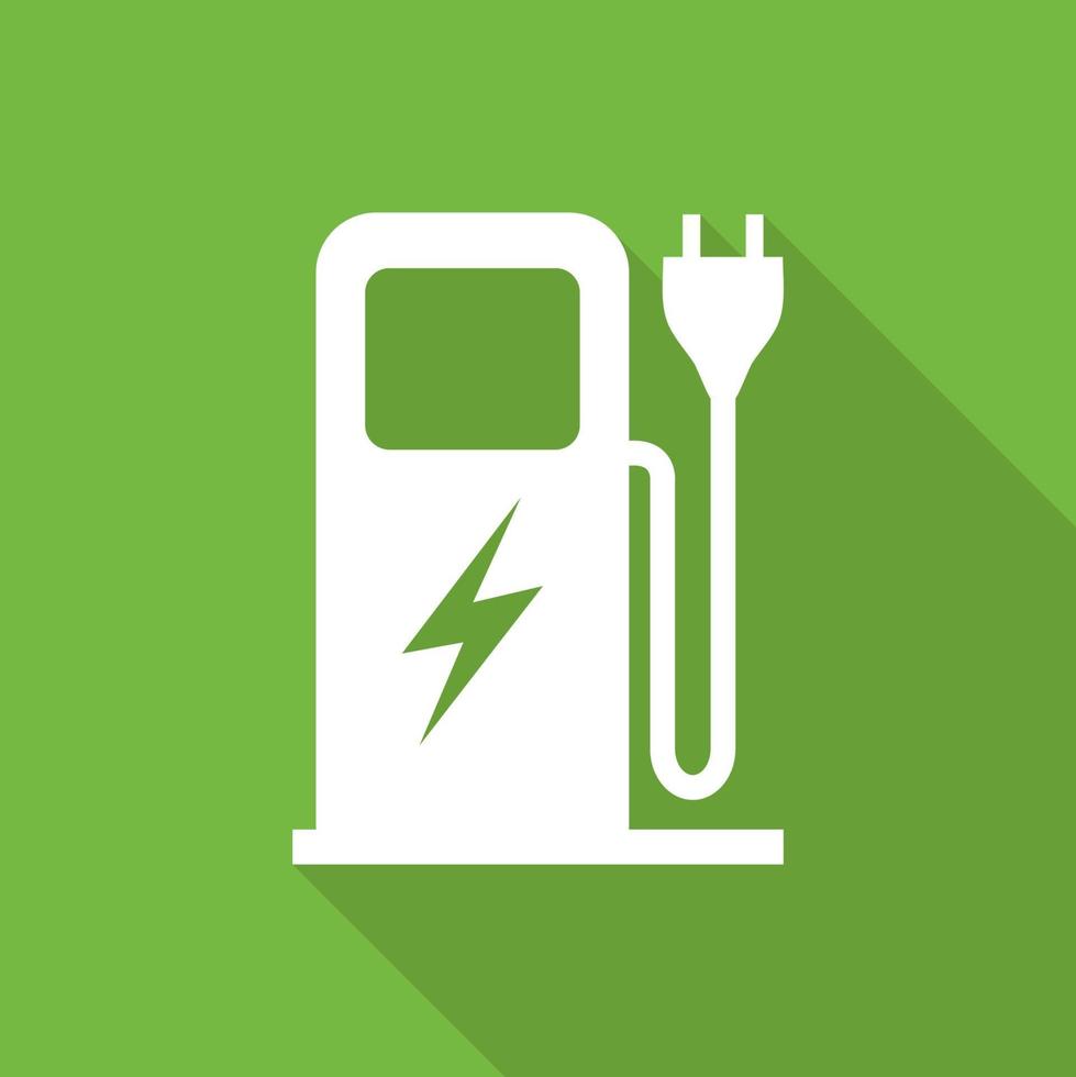 Elektroauto-Ladestation langes Schattensymbol. vektor