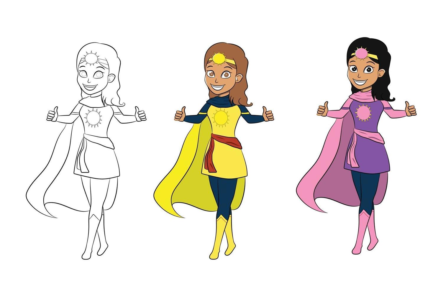 Super-Mädchen-Helden-Cartoon-Figur vektor