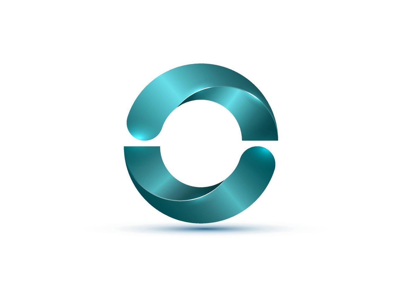 3D-Logo, glänzendes Bio-Design mit hellblauen Halbkreisen ökologisch rund vektor