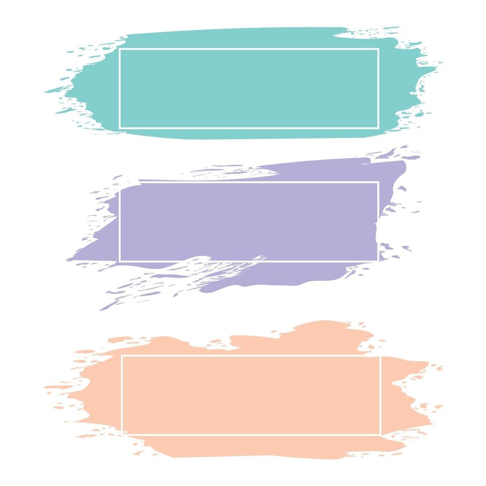 tre färgade målarfärger med ram och plats för text - vektor