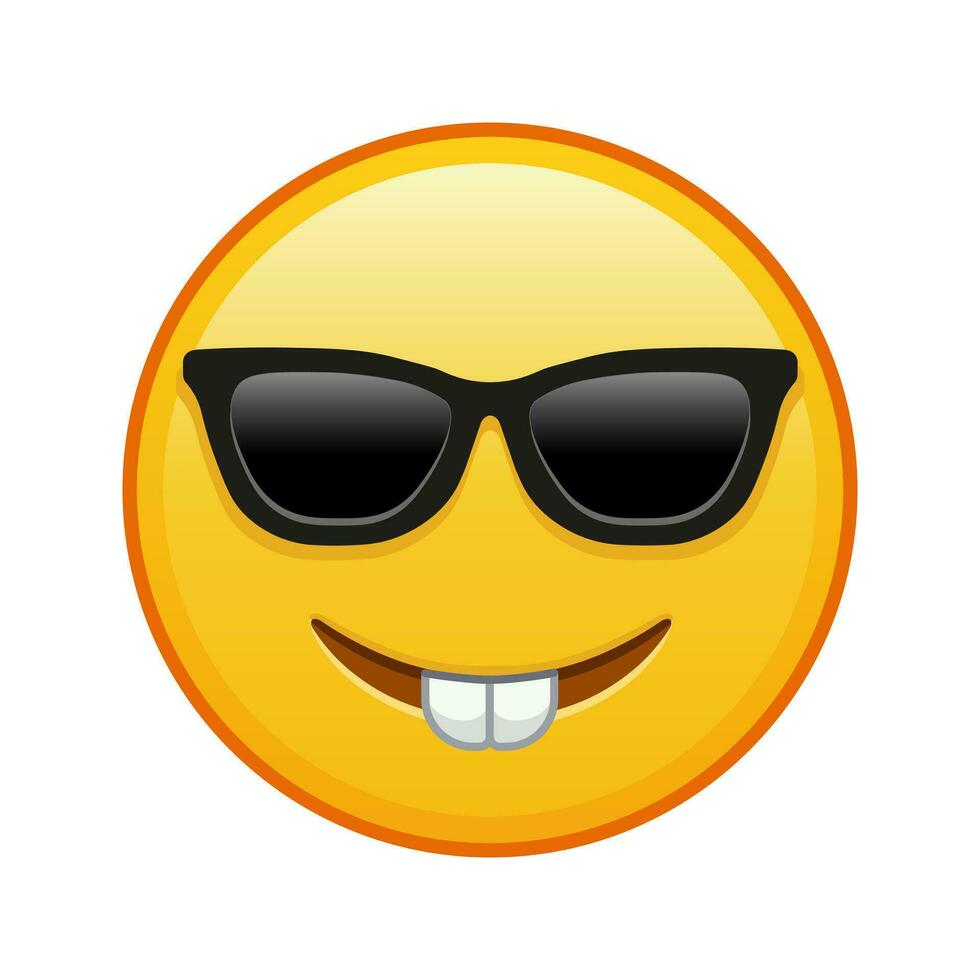 Nerd Gesicht mit Sonnenbrille groß Größe von Gelb Emoji Lächeln vektor