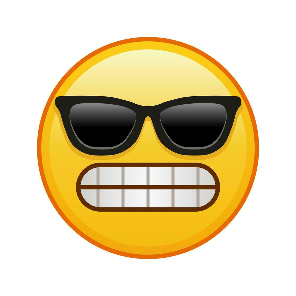 Grimasse auf das Gesicht mit Sonnenbrille groß Größe von Gelb Emoji Lächeln vektor