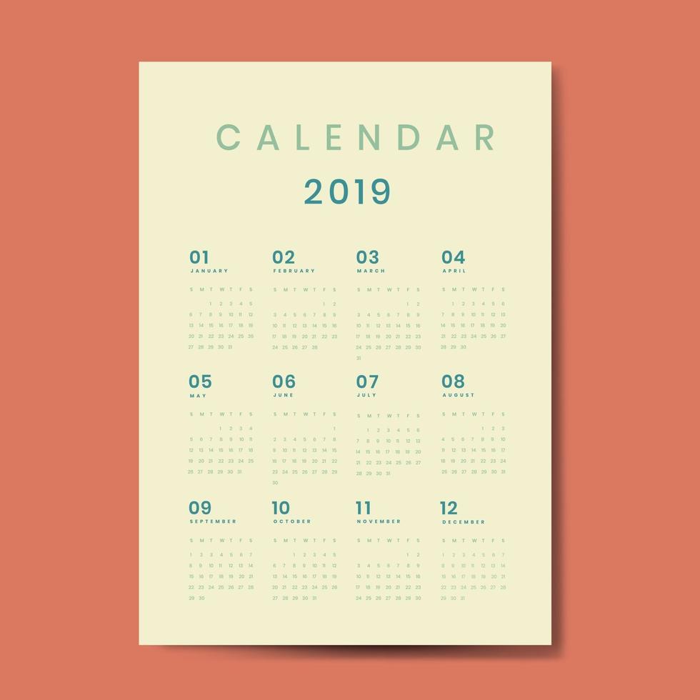 enkel affärsstil kalender design vektor