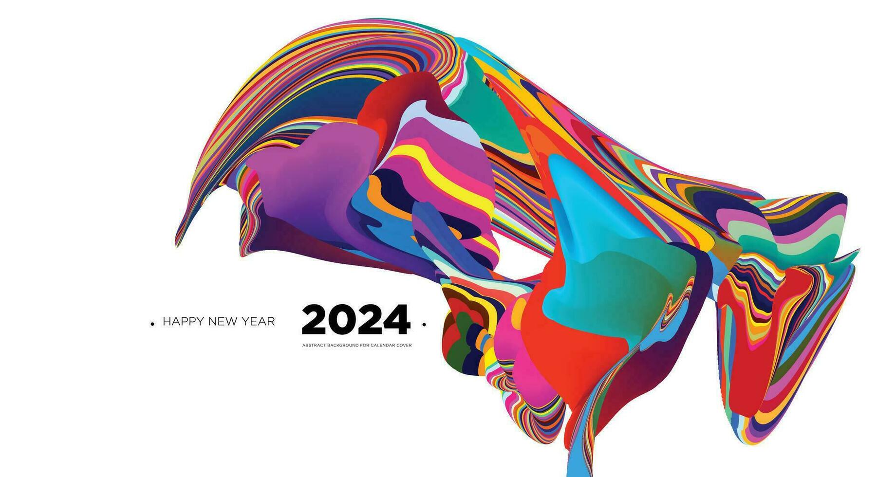 vektor färgrik abstrakt vätska bakgrund för kalender omslag mall ny år 2024