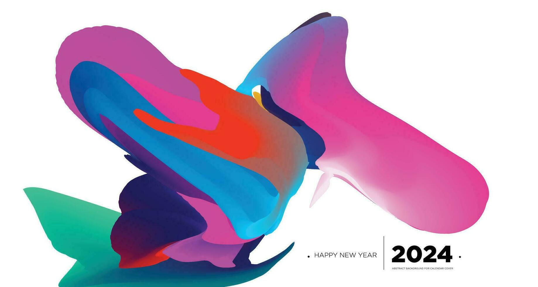 Vektor bunt abstrakt Flüssigkeit Hintergrund zum Kalender Startseite Vorlage Neu Jahr 2024