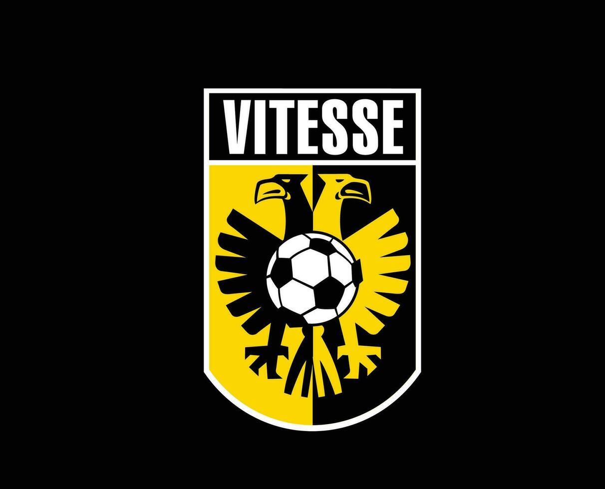 vitesse arnhem klubb logotyp symbol nederländerna eredivisie liga fotboll abstrakt design vektor illustration med svart bakgrund