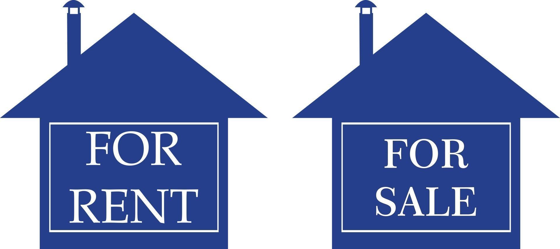 Vektor-Illustration eines Hauses zum Verkauf, Banner zum Verkauf und zur Miete vektor