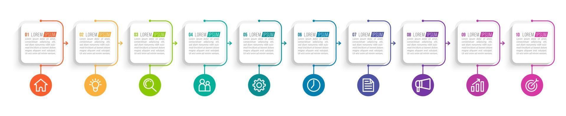 Infografik mit 10 Schritten für die Geschäftspräsentation vektor