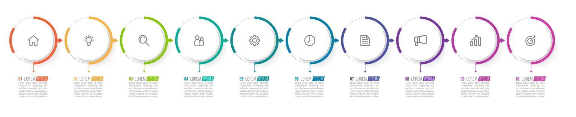 Infografik mit 10 Schritten für die Geschäftspräsentation vektor