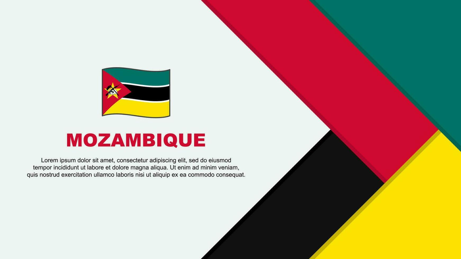 moçambique flagga abstrakt bakgrund design mall. moçambique oberoende dag baner tecknad serie vektor illustration. moçambique tecknad serie