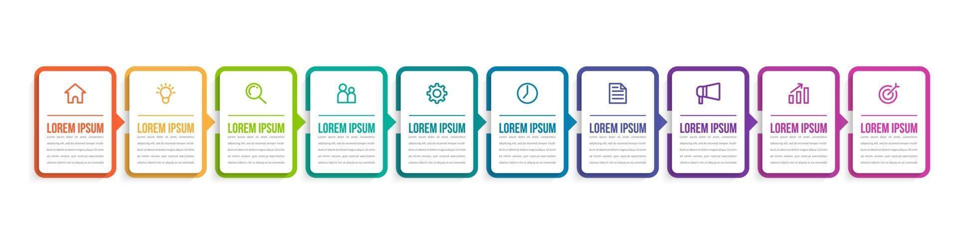 Infografik mit 10 Schritten für die Geschäftspräsentation vektor