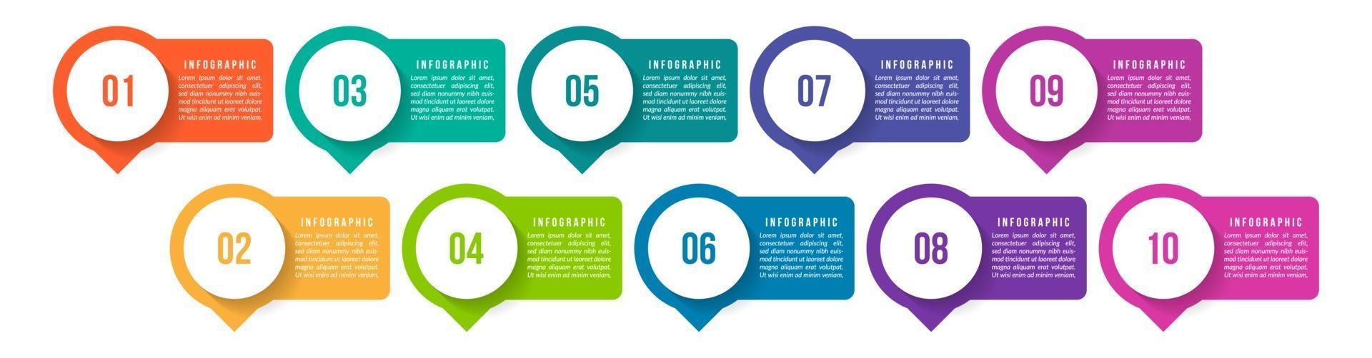 Infografik mit 10 Schritten für die Geschäftspräsentation vektor