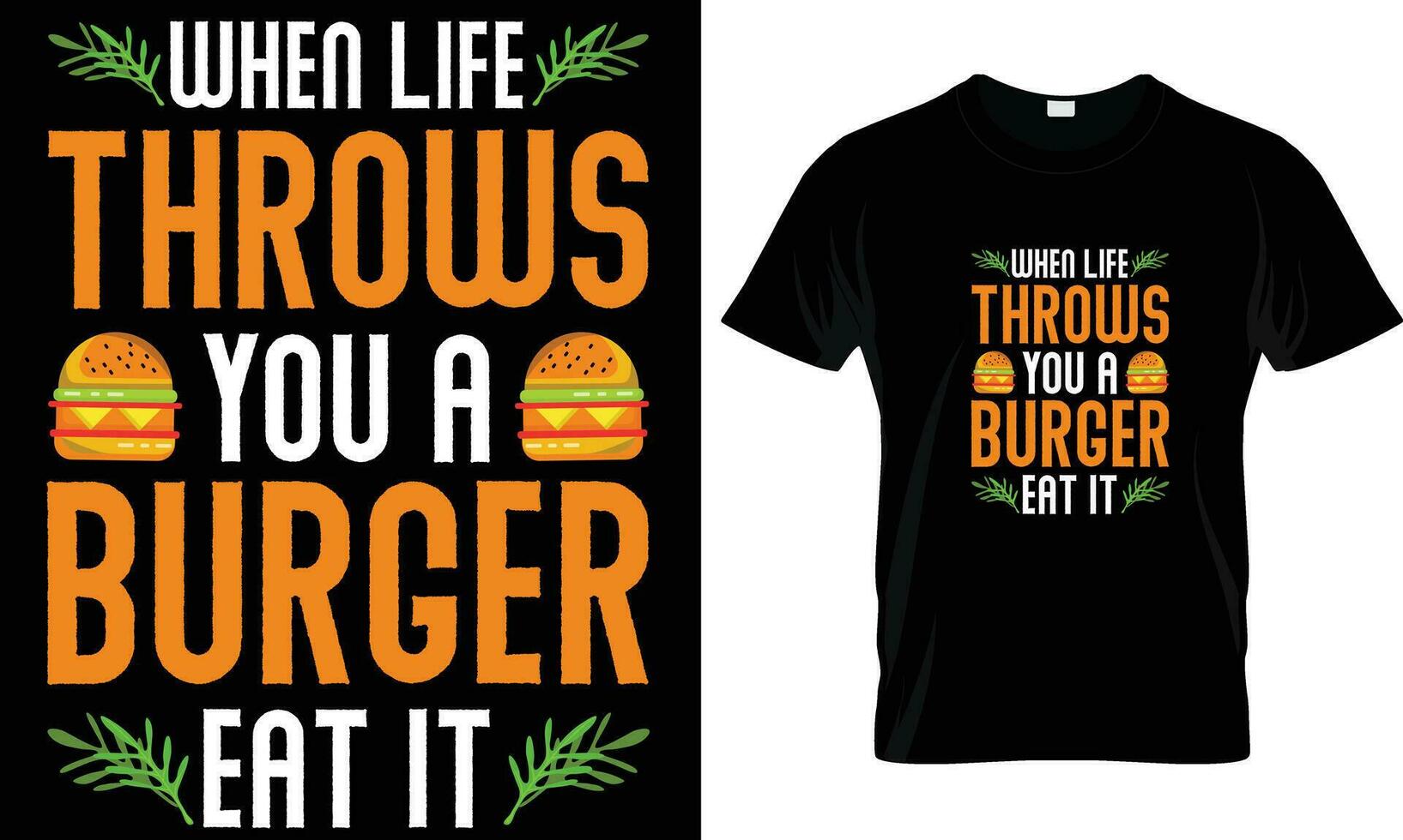 Burger T-Shirt Design Vektor Grafik.