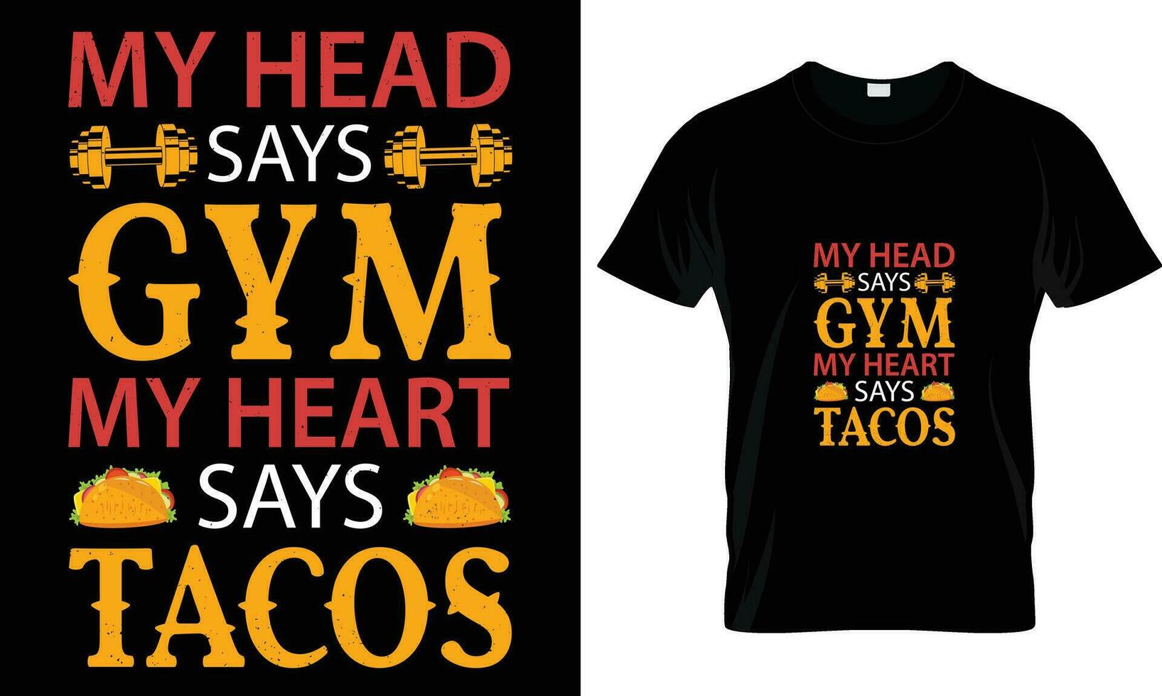 Tacos T-Shirt Design Vektor Grafik.