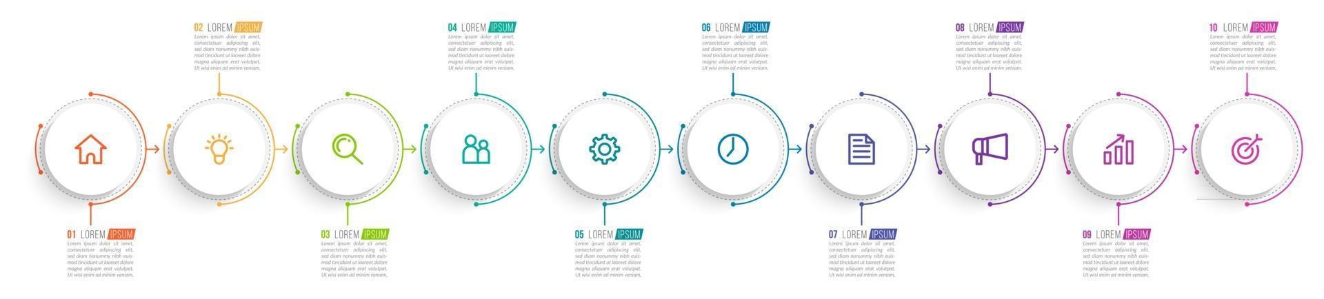 Infografik mit 10 Schritten für die Geschäftspräsentation vektor