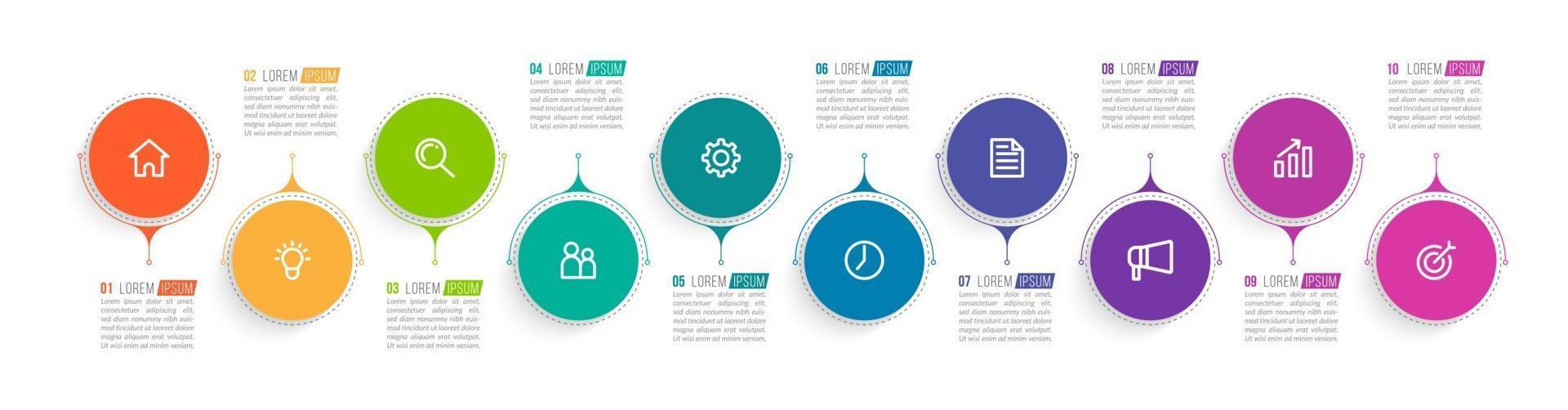 Infografik mit 10 Schritten für die Geschäftspräsentation vektor