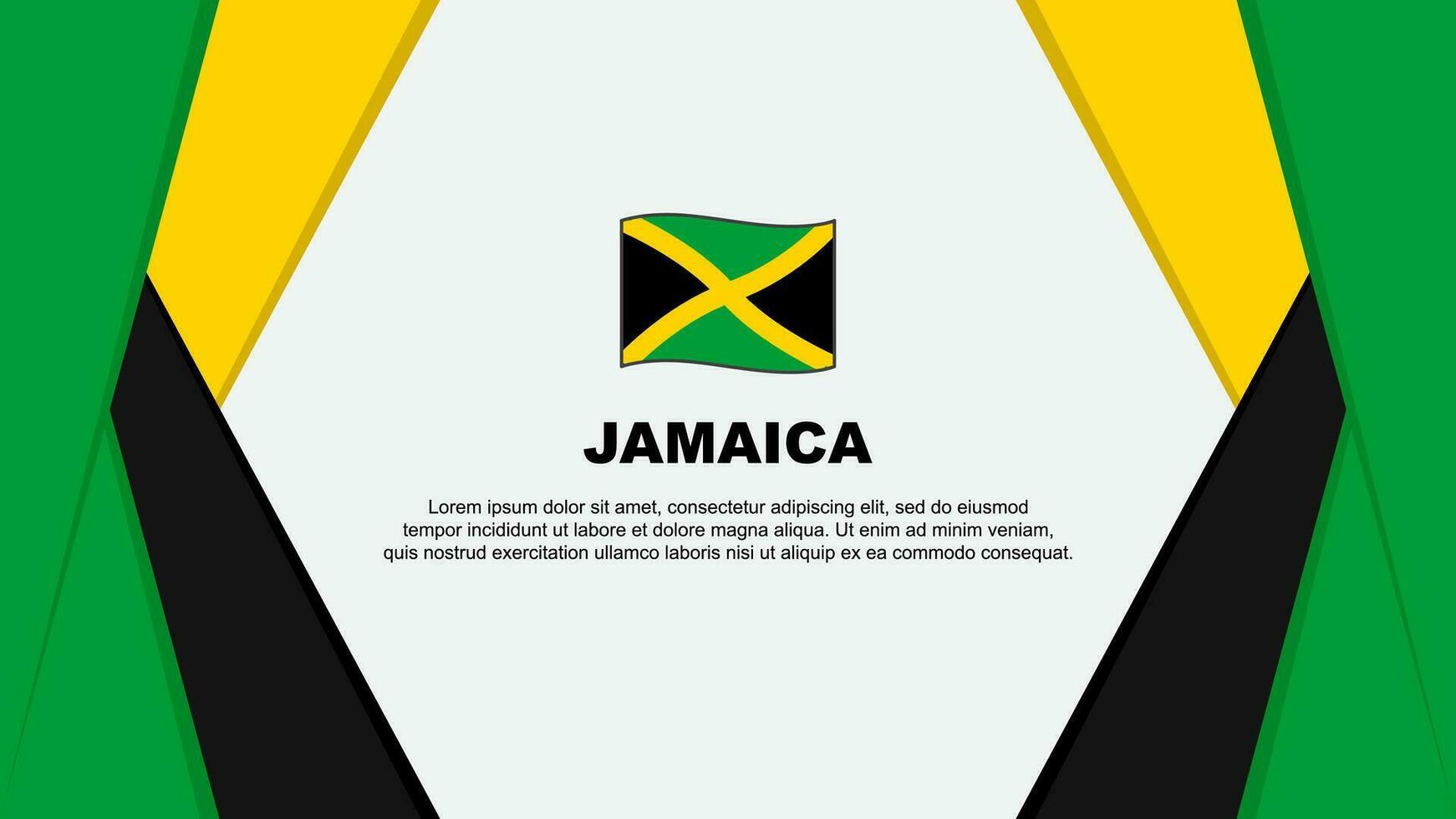 Jamaika Flagge abstrakt Hintergrund Design Vorlage. Jamaika Unabhängigkeit Tag Banner Karikatur Vektor Illustration. Jamaika Hintergrund