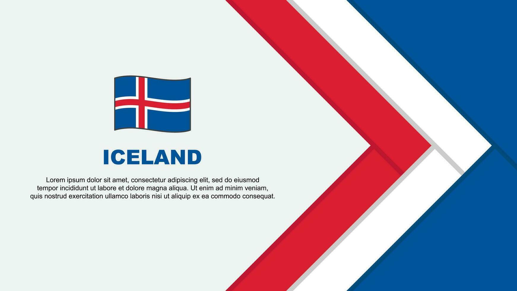 Island Flagge abstrakt Hintergrund Design Vorlage. Island Unabhängigkeit Tag Banner Karikatur Vektor Illustration. Island Karikatur