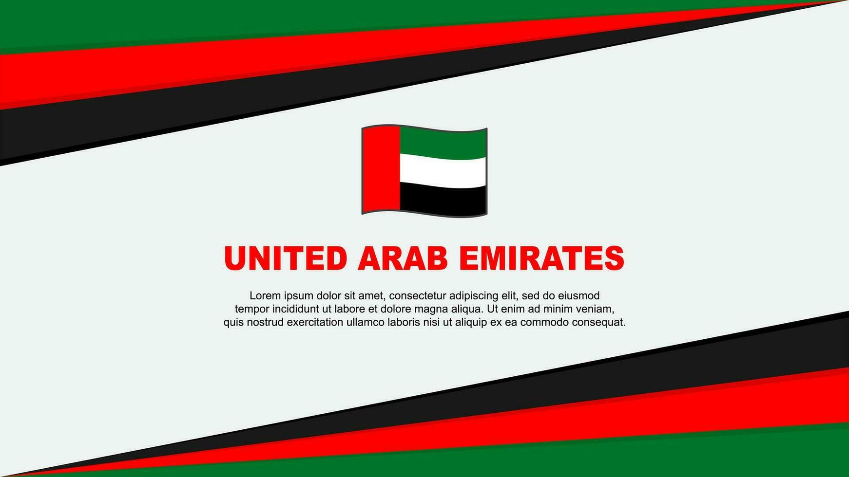 förenad arab emirates flagga abstrakt bakgrund design mall. förenad arab emirates oberoende dag baner tecknad serie vektor illustration. design