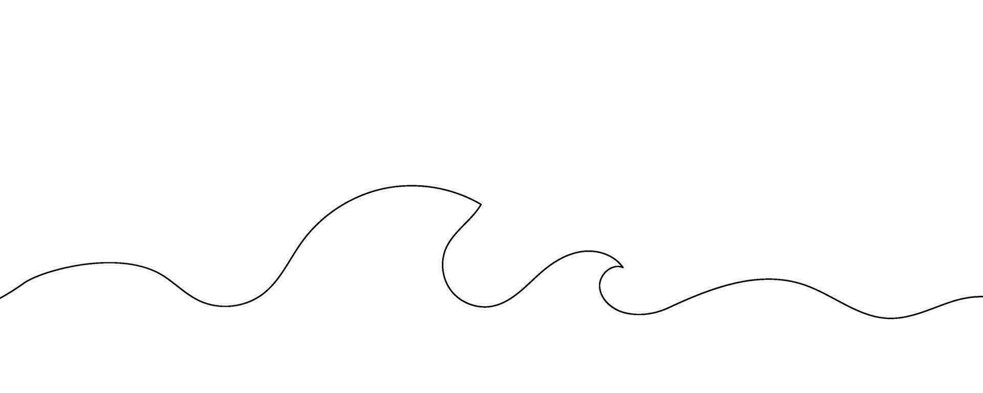Vinka hav hav konst vatten översikt ikon logotyp skiss kontinuerlig linje. hav storm Vinka grafisk surfa hav abstrakt ett modern klotter symbol dekorativ teckning stänk natur design. vektor illustration