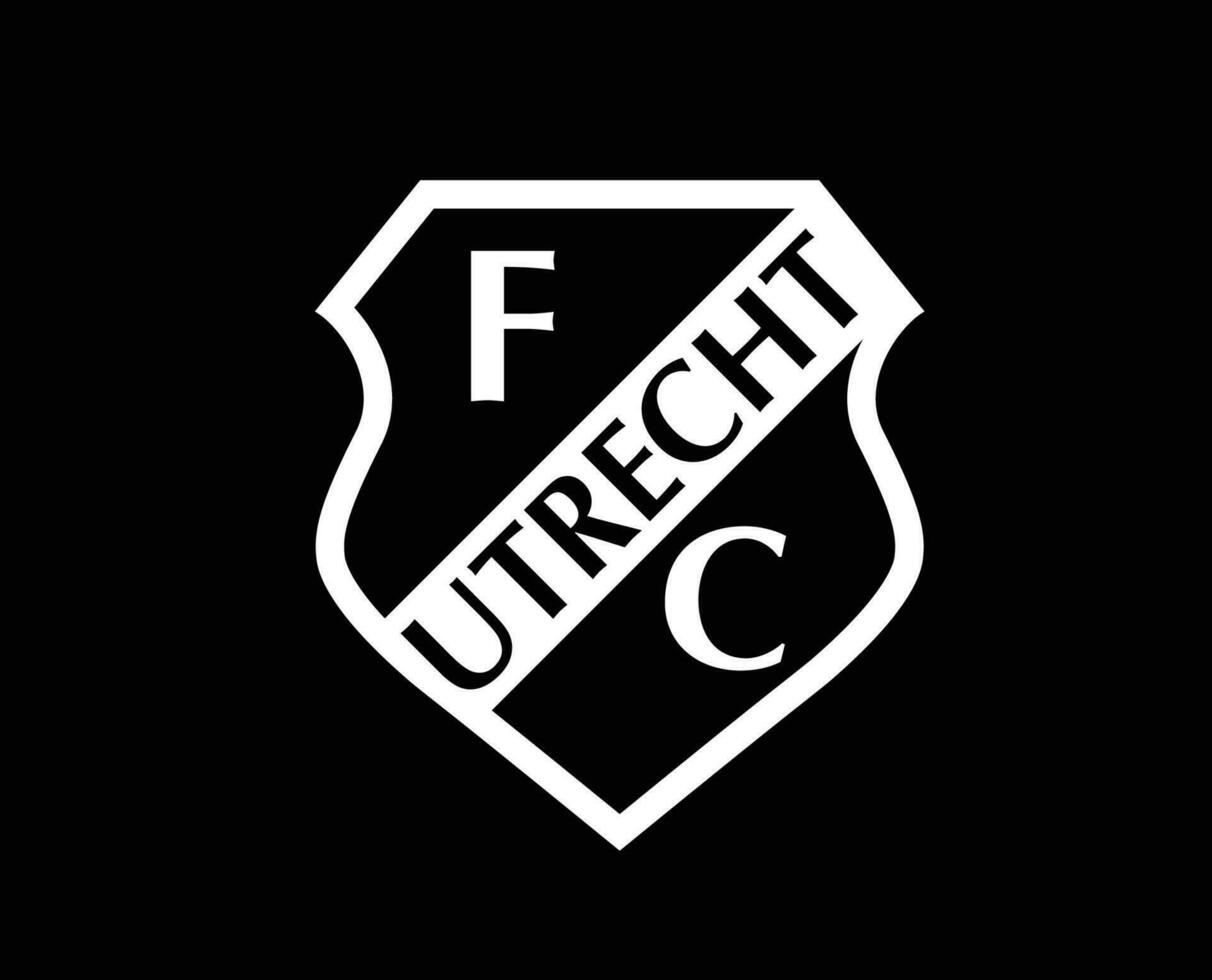 utrecht klubb logotyp symbol vit nederländerna eredivisie liga fotboll abstrakt design vektor illustration med svart bakgrund