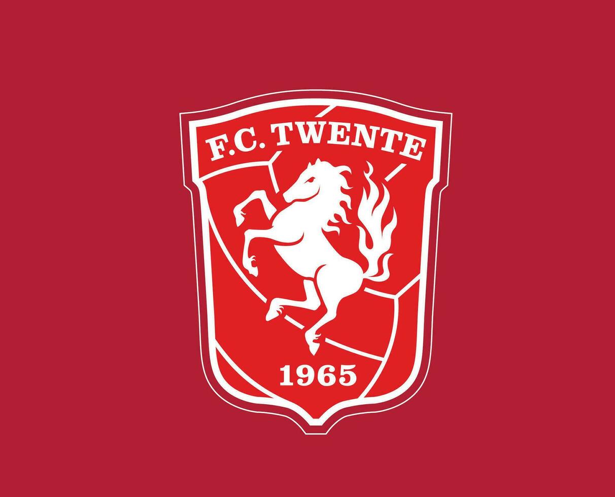 twente klubb symbol logotyp nederländerna eredivisie liga fotboll abstrakt design vektor illustration med röd bakgrund