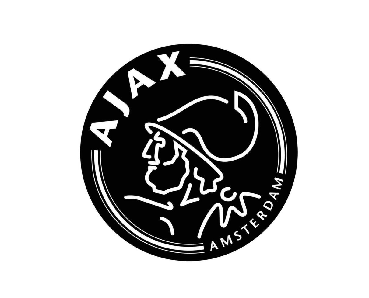 ajax amsterdam klubb logotyp symbol svart nederländerna eredivisie liga fotboll abstrakt design vektor illustration