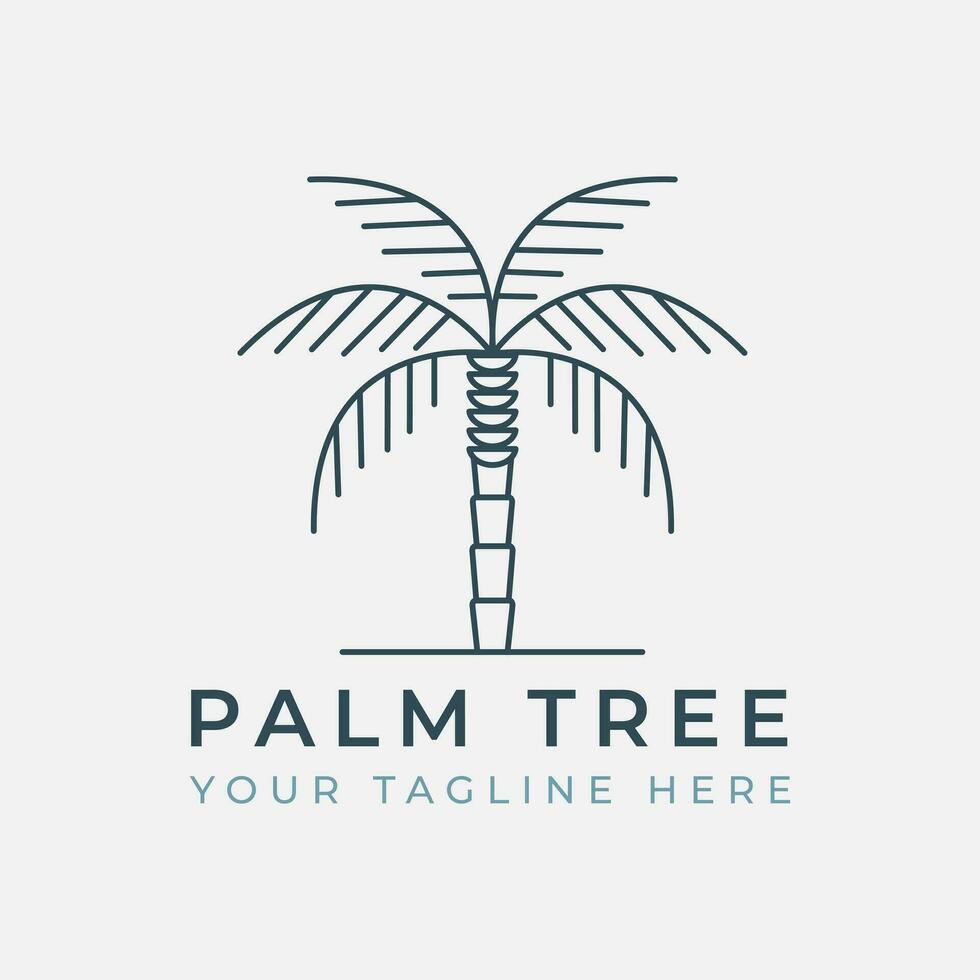 Palme Baum Linie Kunst minimalistisch Logo Vektor Vorlage Illustration Design. Datum Baum Logo