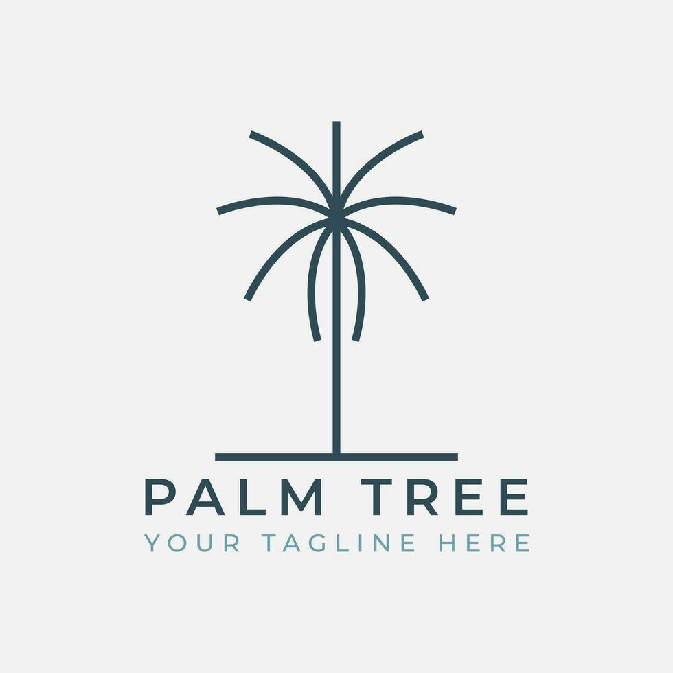 Palme Baum Linie Kunst Logo Vektor Vorlage Illustration Design. Datum Baum Logo