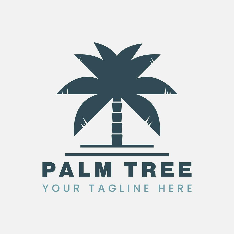 Palme Baum Jahrgang Logo Vektor Vorlage Illustration Design. Datum Baum Logo