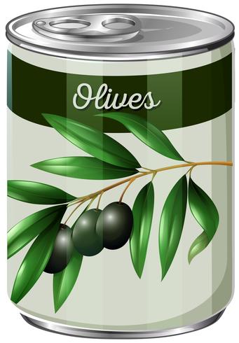 En burk av svarta oliver vektor