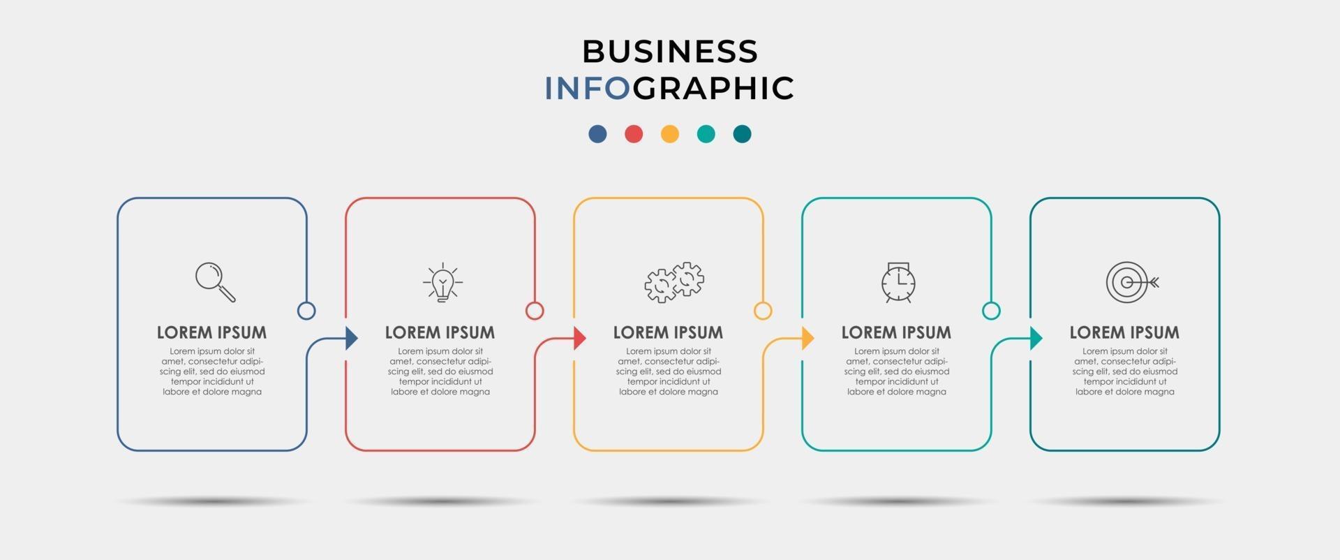 infographic design affärsmall med ikoner och 5 alternativ eller steg vektor