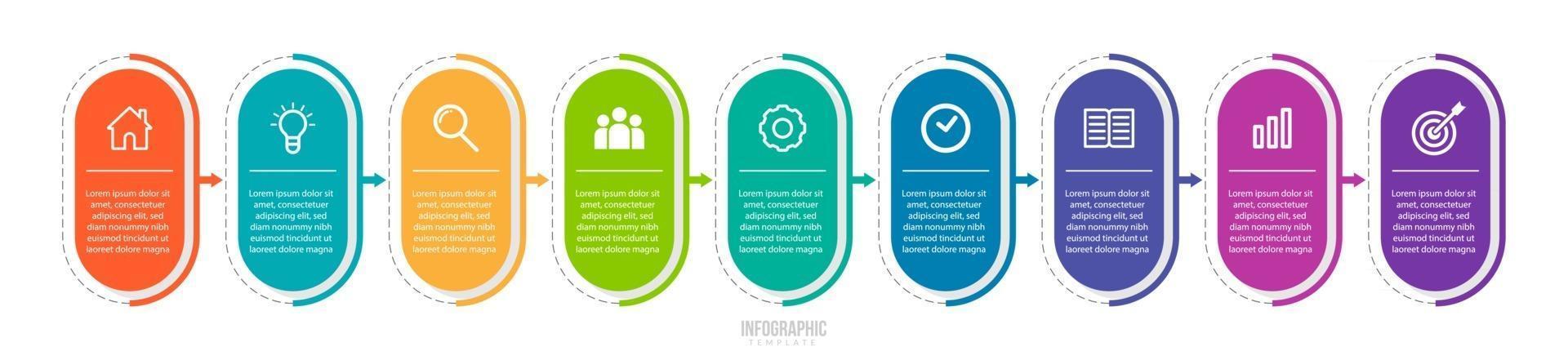 minimal 9 Schritte Business-Infografik-Vorlage vektor
