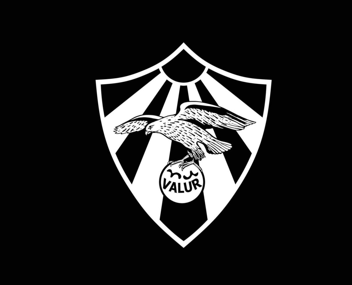valur reykjavik klubb logotyp symbol vit island liga fotboll abstrakt design vektor illustration med svart bakgrund
