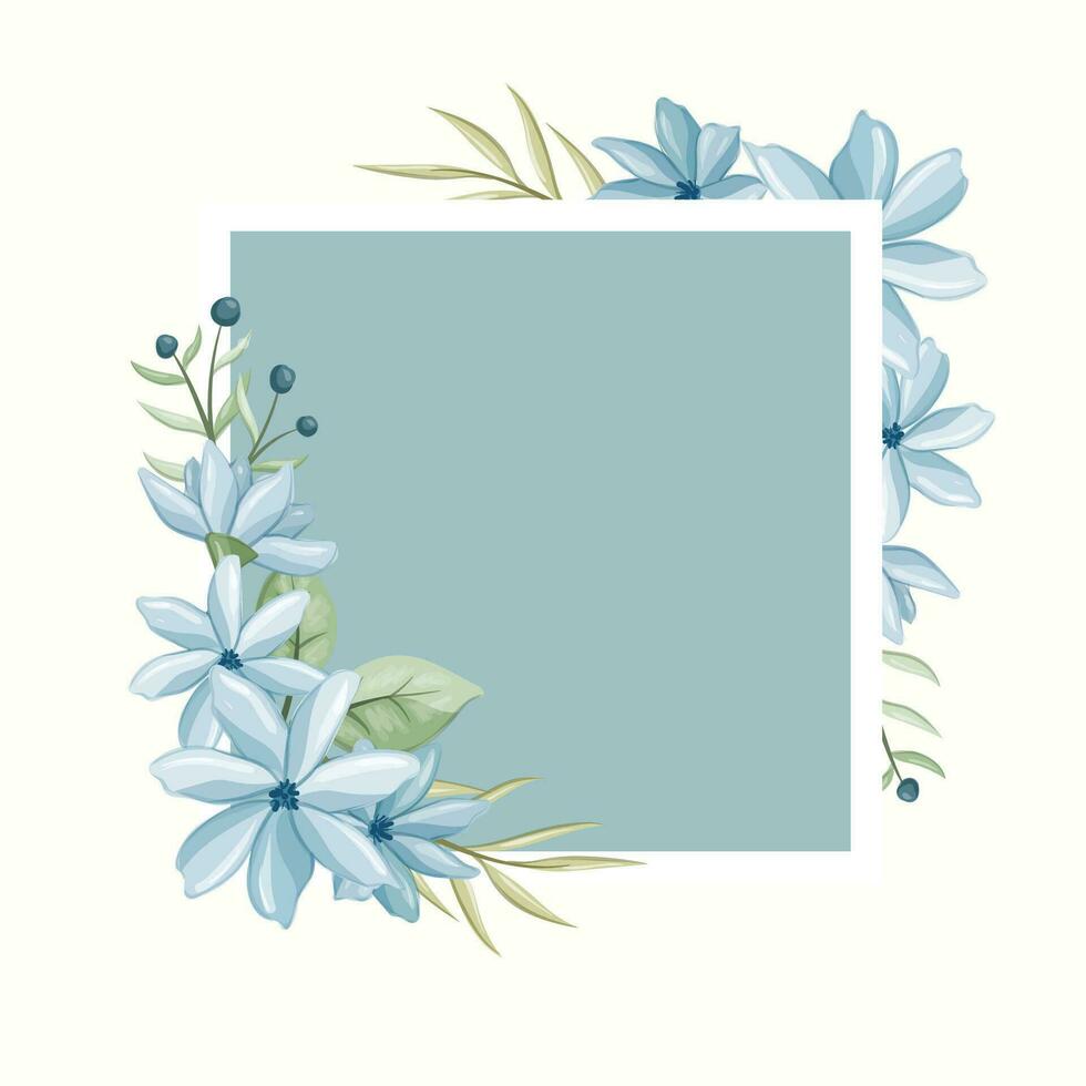blå pastell blommor ram vektor