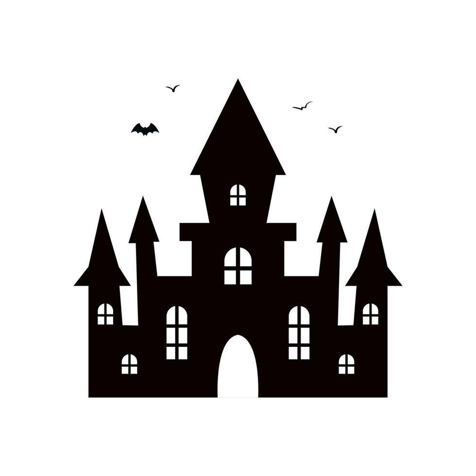 halloween slott ikon. Skräck hus byggnad slott. isolerat vektor illustration.