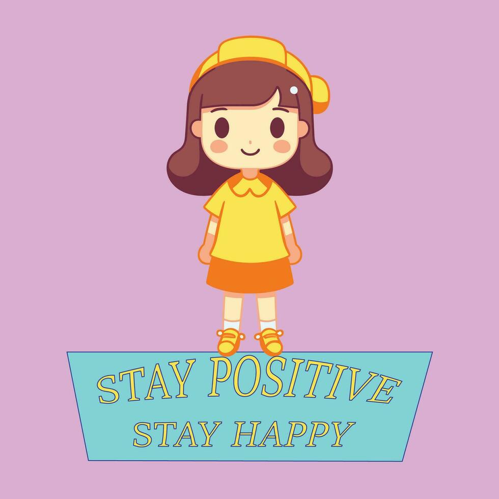 froh Mädchen im Gelb Verbreitung Positivität und Glück vektor