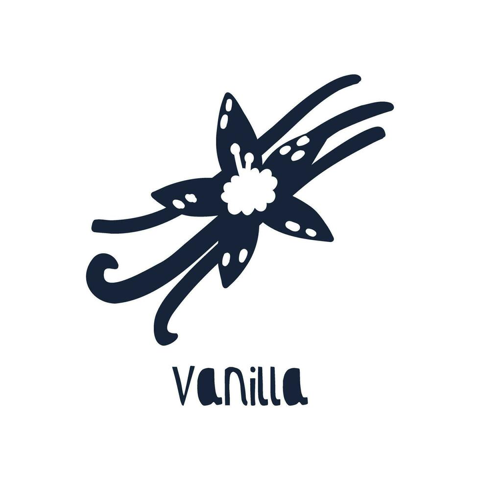 svart och vit märka krydda ört vanilj vektor