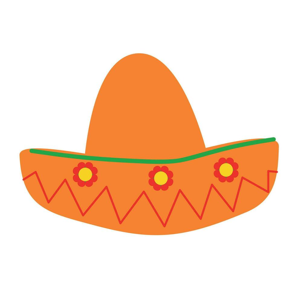 mexikansk sombrero hatt vektor i en platt design